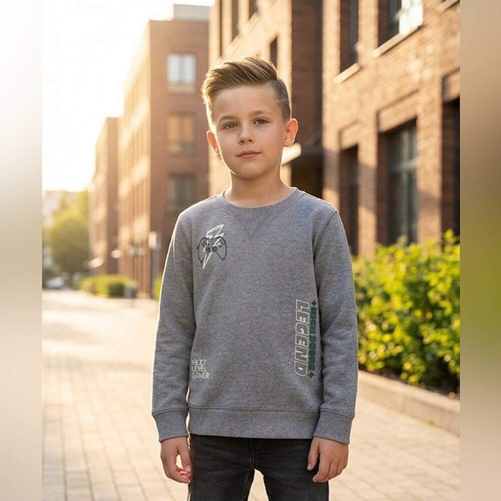 OshKosh B'gosh Boys DayDream Fleece Gaming Pullover Sweatshirt - Grey